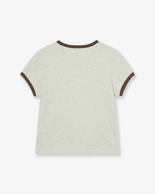 MUSHROOM APPLIQUE TEE - 2 COLORS OATMEAL