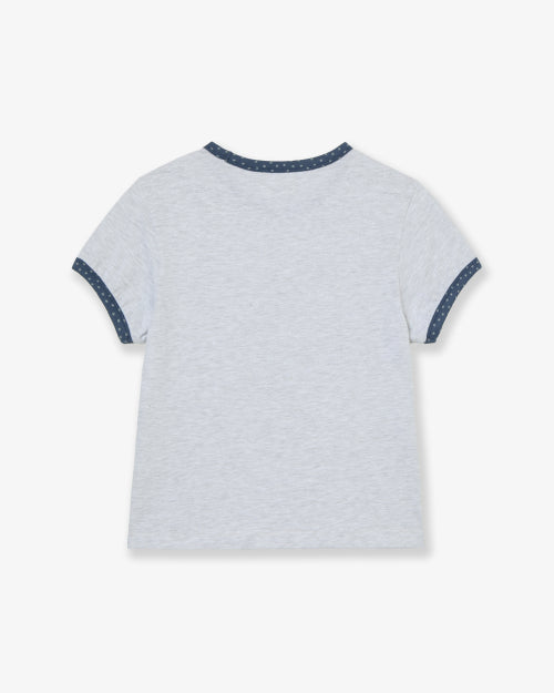 MUSHROOM APPLIQUE TEE - 2 COLORS LIGHT GREY