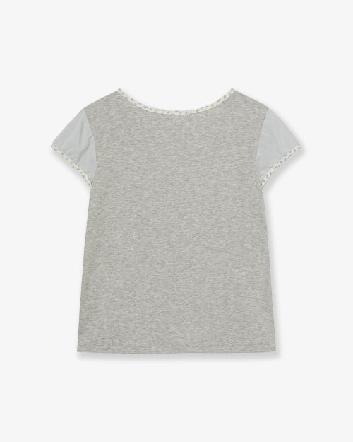 FLOWER BLOCK TEE - 2 COLORS MELANGE GREY
