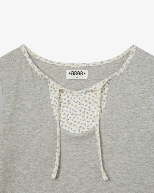 FLOWER BLOCK TEE - 2 COLORS MELANGE GREY