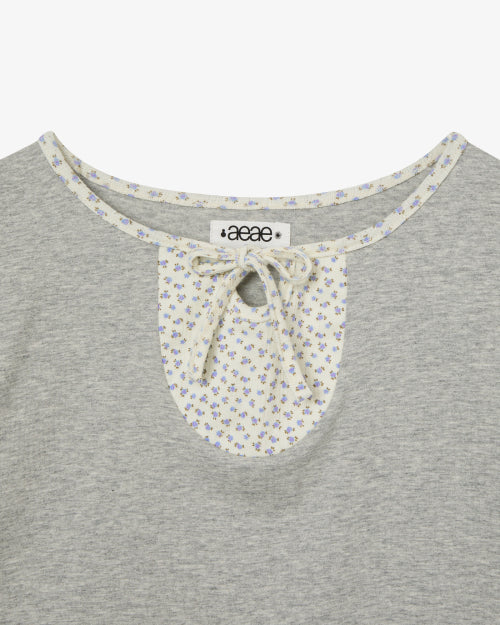FLOWER BLOCK TEE - 2 COLORS MELANGE GREY