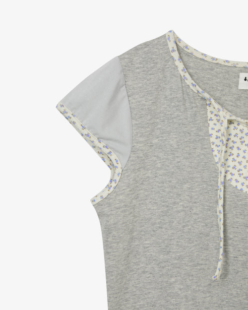 FLOWER BLOCK TEE - 2 COLORS MELANGE GREY