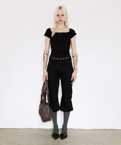 LACE TOP F26QB142 - 2 COLORS BLACK