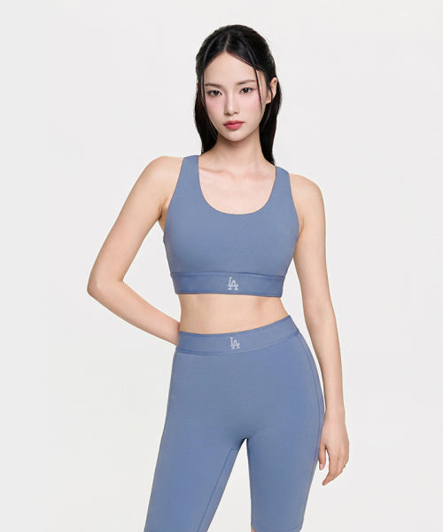 BASIC BAND LOGO POINT CROP TOP LA #KARINA同款! BLUE