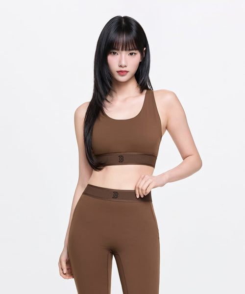 BASIC BAND LOGO POINT CROP TOP BOS #KARINA同款! BROWN