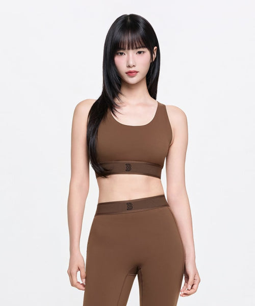 BASIC BAND LOGO POINT CROP TOP BOS #KARINA同款! BROWN
