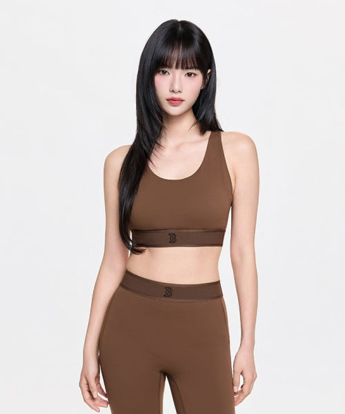 BASIC BAND LOGO POINT CROP TOP BOS #KARINA同款! BROWN