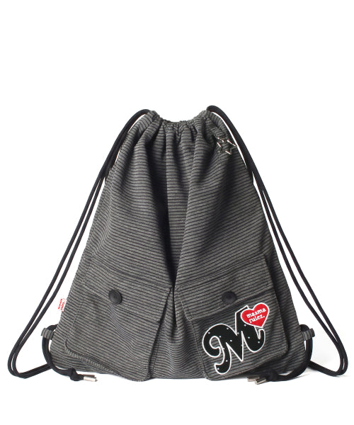 TWO POCKET PATCH STRIPE GYM SACK AS SHOWN