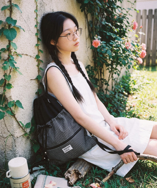 RIBBON GYM SACK - 4 COLORS BLACK