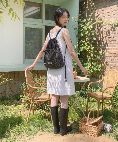 RIBBON GYM SACK - 4 COLORS BLACK