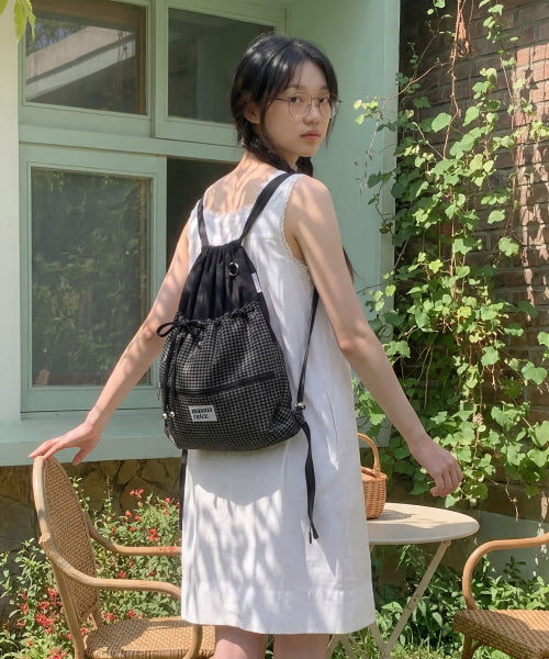 RIBBON GYM SACK - 4 COLORS BLACK