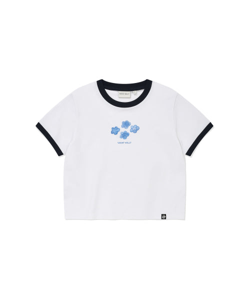 RINGER GRAPHIC CROP SHORT SLEEVE T-SHIRT #GISELLE同款! - 2 COLORS WHITE