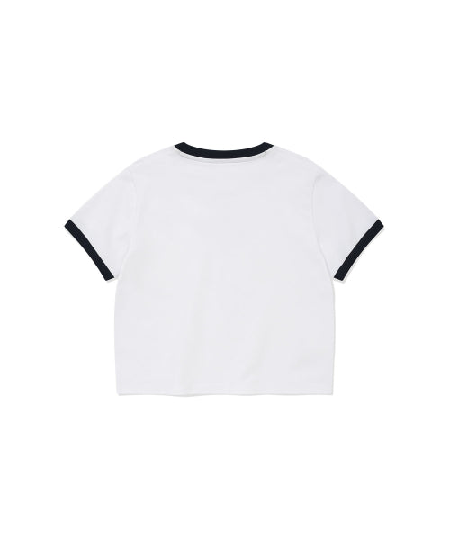 RINGER GRAPHIC CROP SHORT SLEEVE T-SHIRT #GISELLE同款! - 2 COLORS WHITE