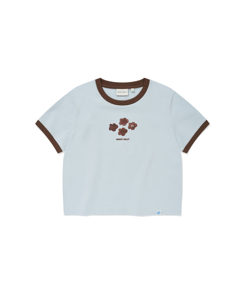 RINGER GRAPHIC CROP SHORT SLEEVE T-SHIRT #GISELLE同款! - 2 COLORS SKY BLUE