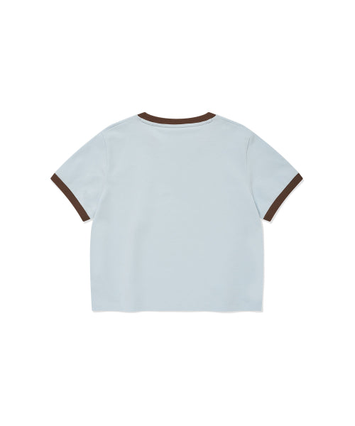 RINGER GRAPHIC CROP SHORT SLEEVE T-SHIRT #GISELLE同款! - 2 COLORS SKY BLUE