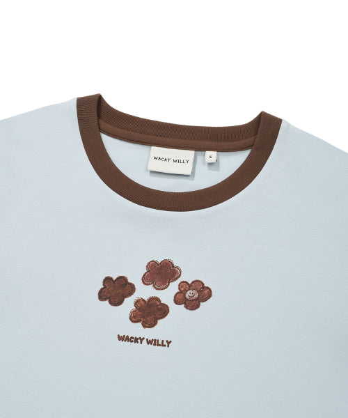 RINGER GRAPHIC CROP SHORT SLEEVE T-SHIRT #GISELLE同款! - 2 COLORS SKY BLUE