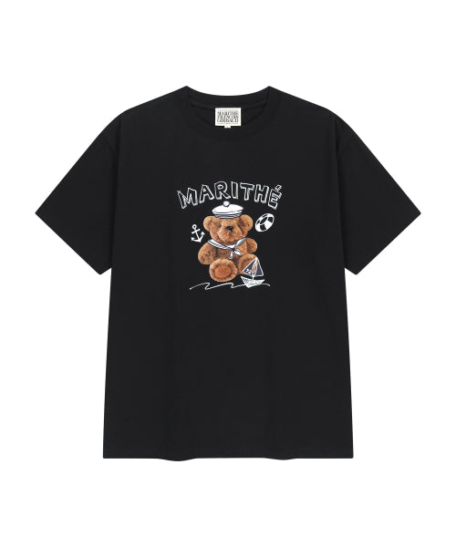 MARINE DRAWING DOODLE GRAPHIC TEE LIGHT HEATHER - 3 COLORS BLACK