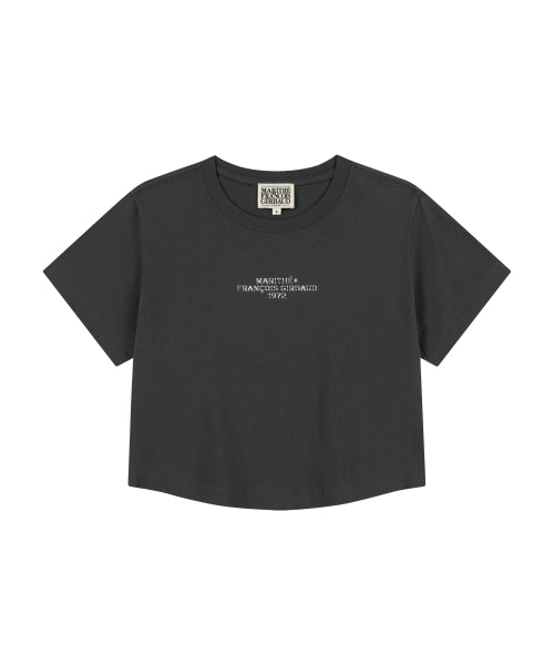 W LETTERING CROP TEE - 4 COLORS CHARCOAL