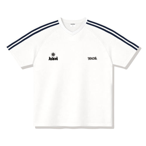 TWIN LOGO TRACK V-NECK T-SHIRT - 4 COLORS IVORY