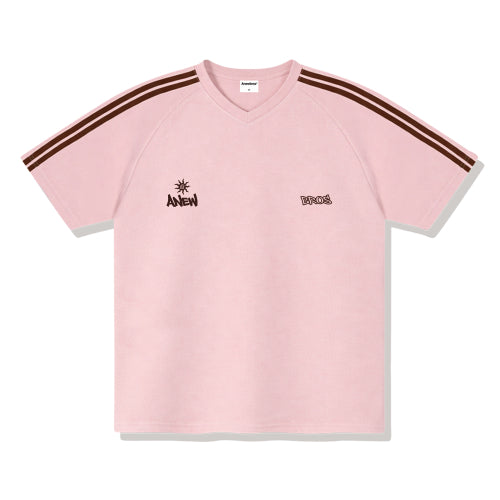 TWIN LOGO TRACK V-NECK T-SHIRT - 4 COLORS IVORY