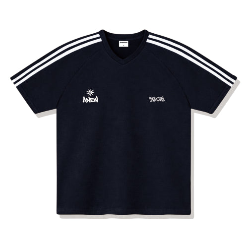 TWIN LOGO TRACK V-NECK T-SHIRT - 4 COLORS IVORY