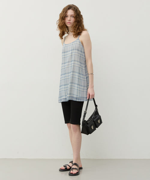 CHECK LAYERED SLEEVELESS TOP