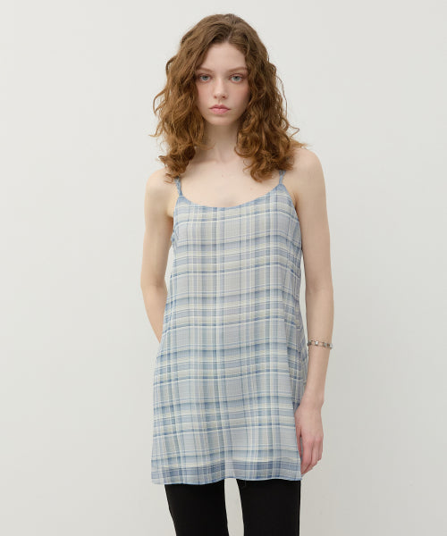 CHECK LAYERED SLEEVELESS TOP