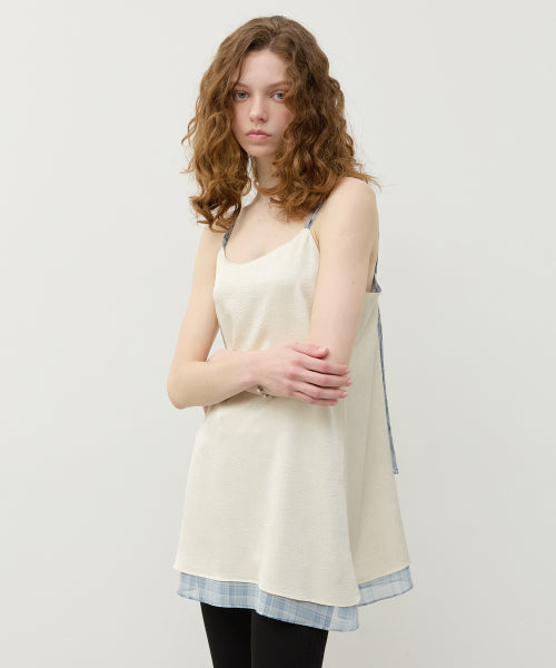 CHECK LAYERED SLEEVELESS TOP
