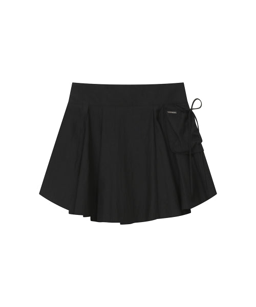 DRAPED SIDE POCKET MIDI SKIRT #REI同款! - 2 COLORS BLACK