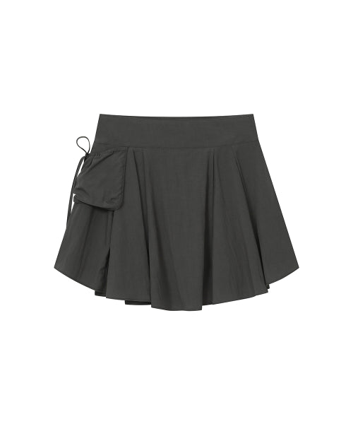DRAPED SIDE POCKET MIDI SKIRT #REI同款! - 2 COLORS CHARCOAL