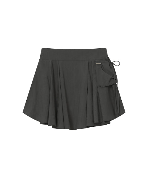 DRAPED SIDE POCKET MIDI SKIRT #REI同款! - 2 COLORS CHARCOAL