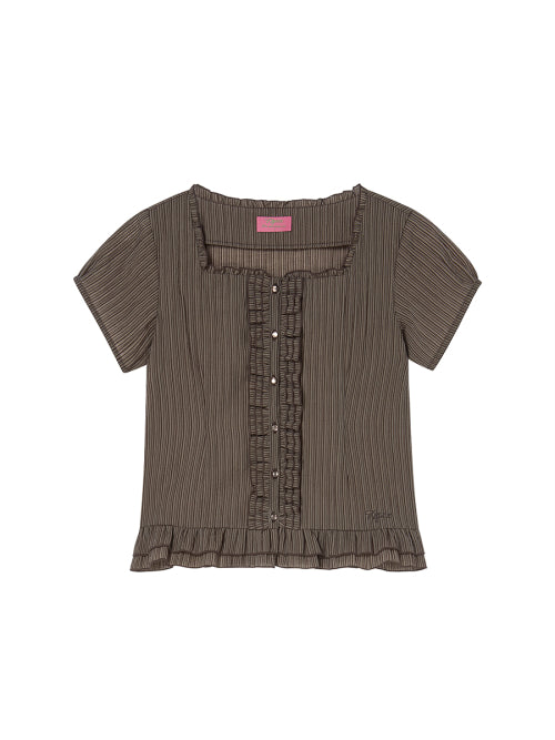 SQUARE BLOUSE BROWN - 2 COLORS