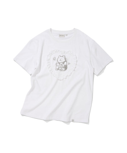 HEART RUFFLE SHORT SLEEVE T-SHIRT #GISELLE同款! - 2 COLORS WHITE