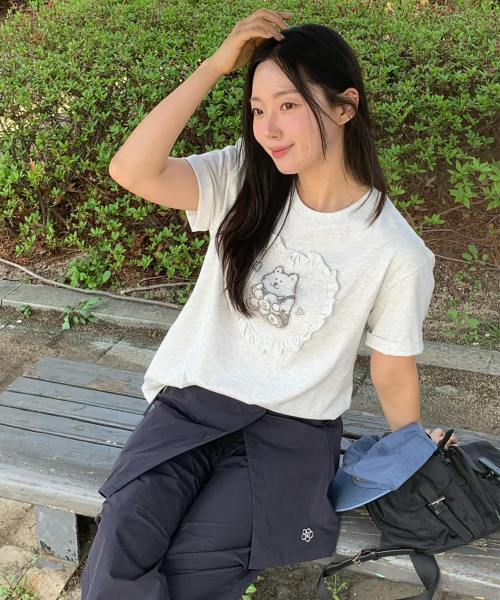 HEART RUFFLE SHORT SLEEVE T-SHIRT #GISELLE同款! - 2 COLORS LIGHT GREY