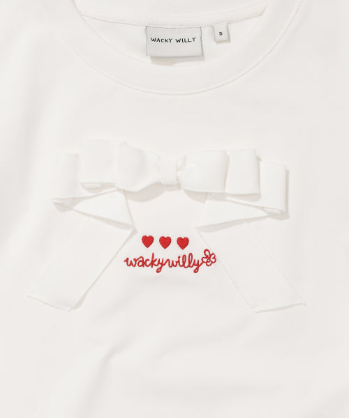 RIBBON SHORT SLEEVE T-SHIRT #GISELLE同款! - 2 COLORS WHITE