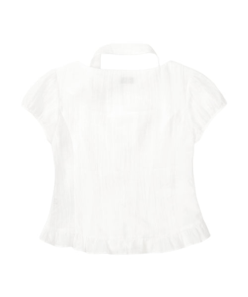RIBBON SQUARE NECK BLOUSE GREY - 6 COLORS WHITE