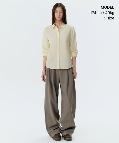 WOMENS REGULAR WASHED POPLIN SHIRT #韓韶禧同款! - 6 COLORS LEMON