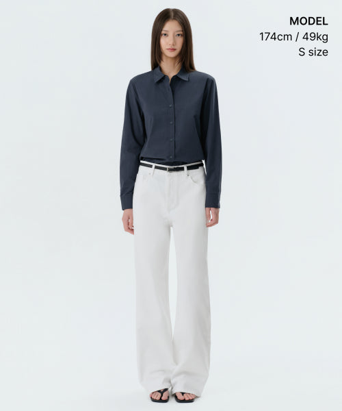 WOMENS REGULAR WASHED POPLIN SHIRT #韓韶禧同款! - 6 COLORS NAVY