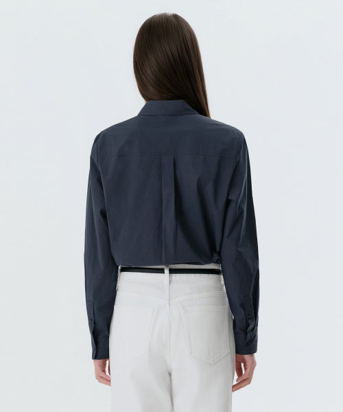 WOMENS REGULAR WASHED POPLIN SHIRT #韓韶禧同款! - 6 COLORS NAVY