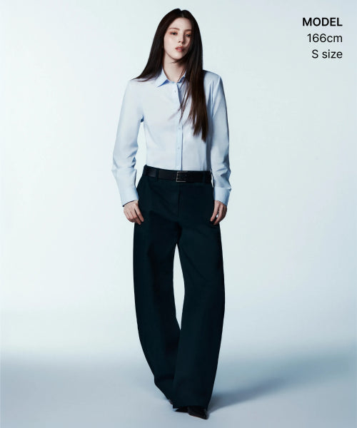WOMENS REGULAR WASHED POPLIN SHIRT #韓韶禧同款! - 6 COLORS BLUE