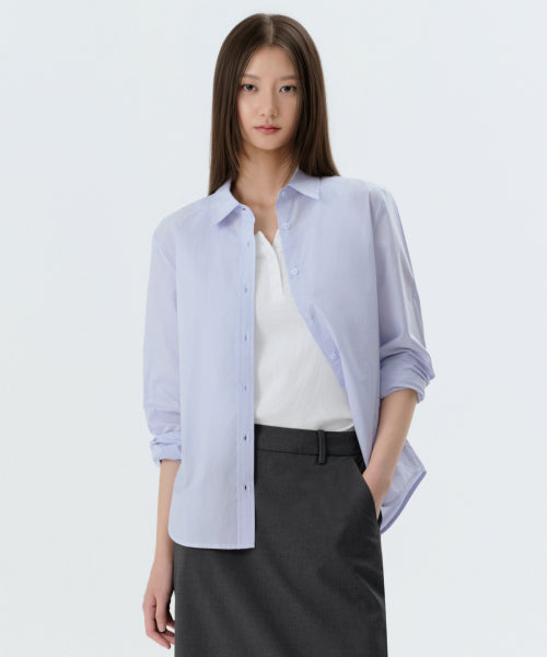WOMENS REGULAR WASHED POPLIN SHIRT #韓韶禧同款! - 6 COLORS BLUE