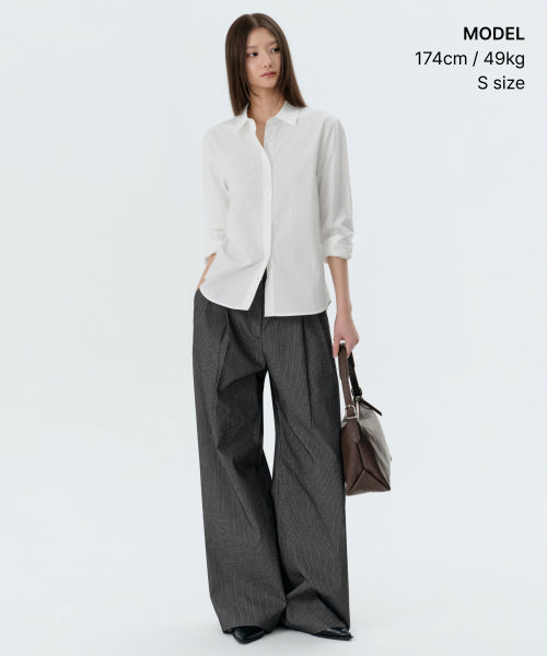 WOMENS REGULAR WASHED POPLIN SHIRT #韓韶禧同款! - 6 COLORS WHITE