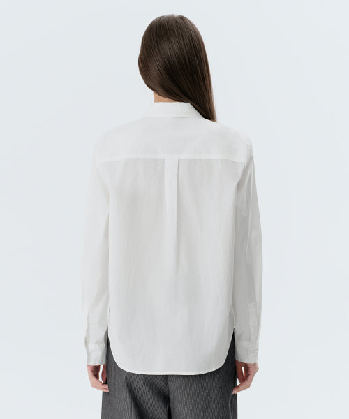 WOMENS REGULAR WASHED POPLIN SHIRT #韓韶禧同款! - 6 COLORS WHITE