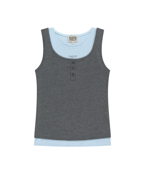 W LAYERED SLEEVELESS HEATHER CHARCOAL