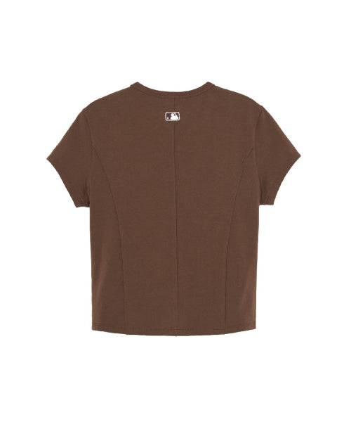 SLIM CROP FIT CAP SLEEVE SHORT SLEEVE T-SHIRT BOS #KARINA同款! - 2 COLORS BROWN