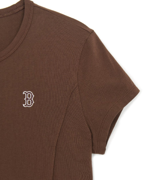 SLIM CROP FIT CAP SLEEVE SHORT SLEEVE T-SHIRT BOS #KARINA同款! - 2 COLORS BROWN