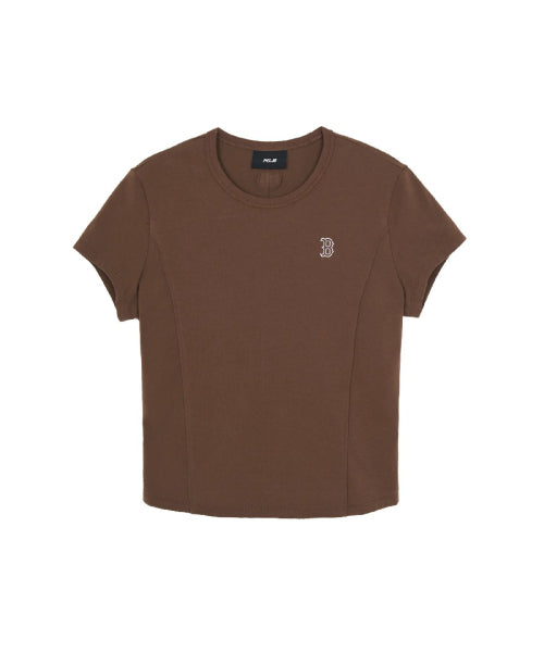 SLIM CROP FIT CAP SLEEVE SHORT SLEEVE T-SHIRT BOS #KARINA同款! - 2 COLORS BROWN