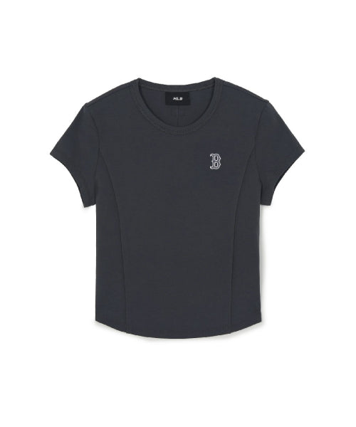 SLIM CROP FIT CAP SLEEVE SHORT SLEEVE T-SHIRT BOS #KARINA同款! - 2 COLORS GREY