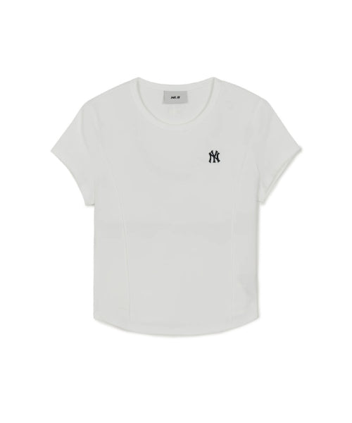 SLIM CROP FIT CAP SLEEVE SHORT SLEEVE T-SHIRT NY #KARINA同款! - 3 COLORS WHITE