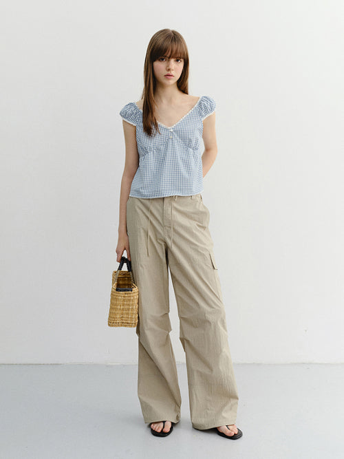 2-WAY SHOULDER BLOUSE_UDBL6B225_BLUE CHECK - 2 COLORS AS SHOWN